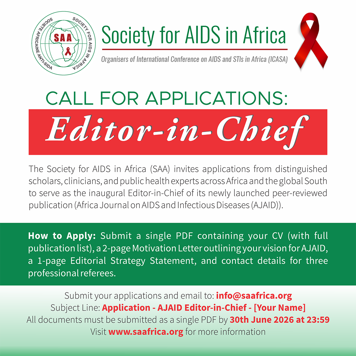Ajaid advert for editor in chief